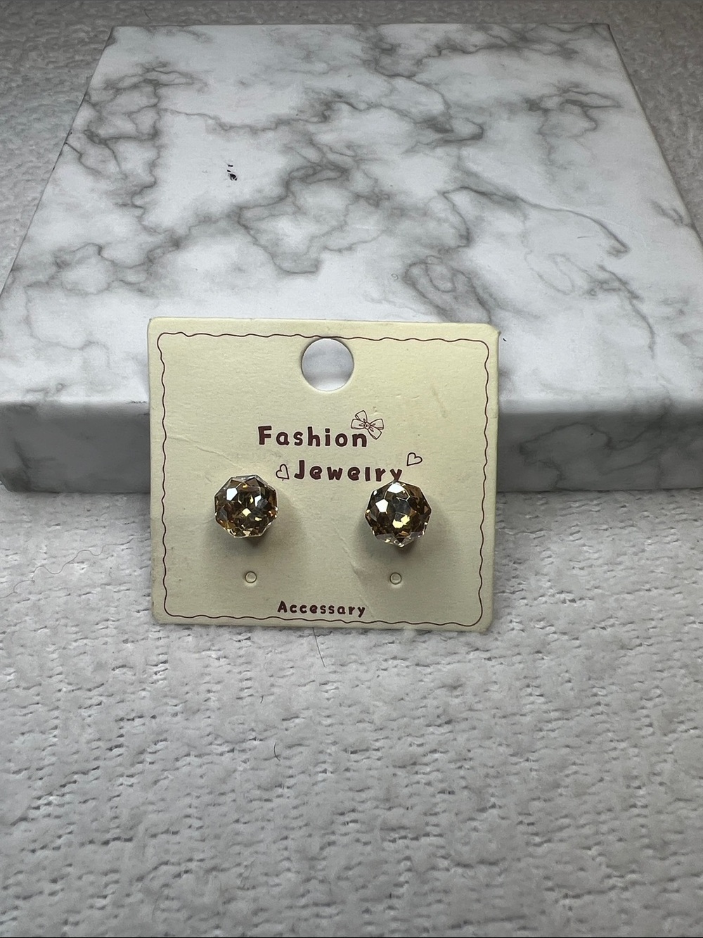 Fashion Jewelry Gold Faceted Crystal Stud Earrings